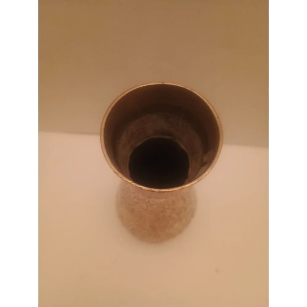 Vintage Etched Leaf/Floral Brass Vase 9
